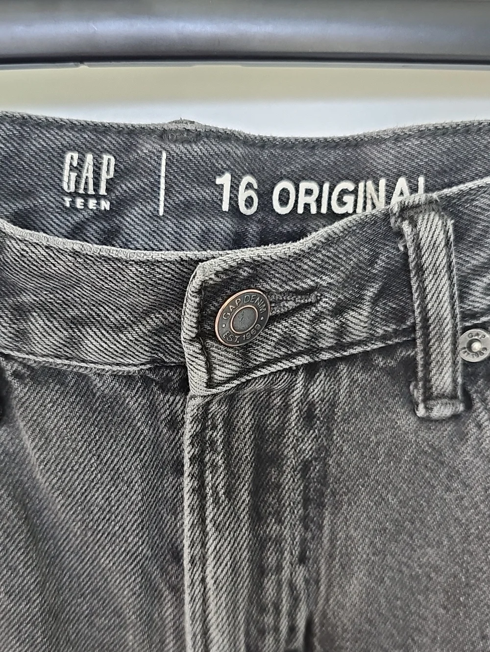 GAP Teen Black Washed Straight Jeans Sz 16 Original